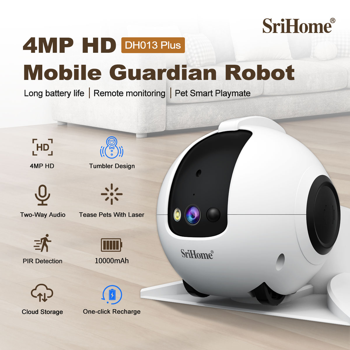 Home Security Robots - 4MP Srihome APP Mobile Guard Robot