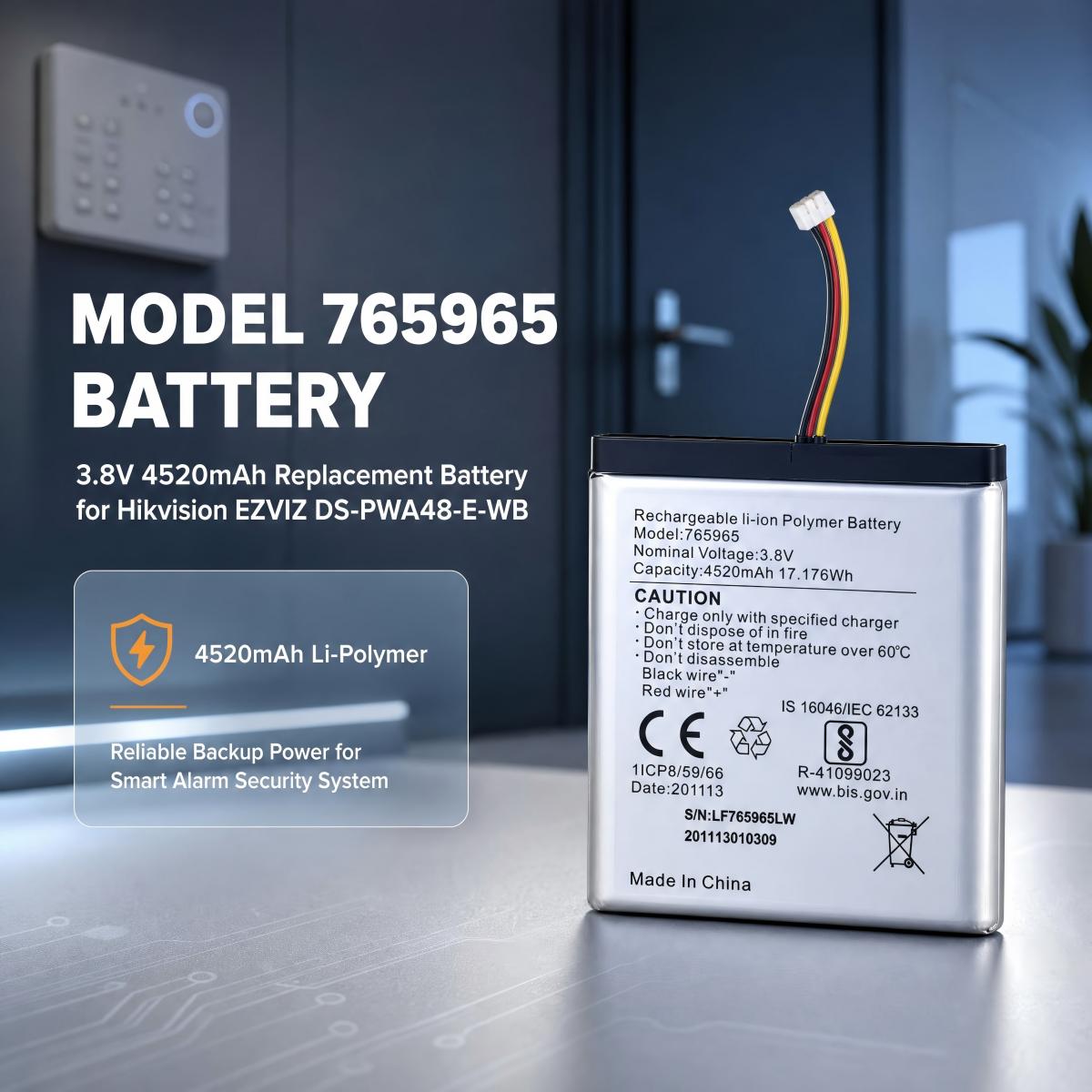 765965 4520mAh Li-Polymer Repl - đánh giá và giá Home Security Battery Replacement